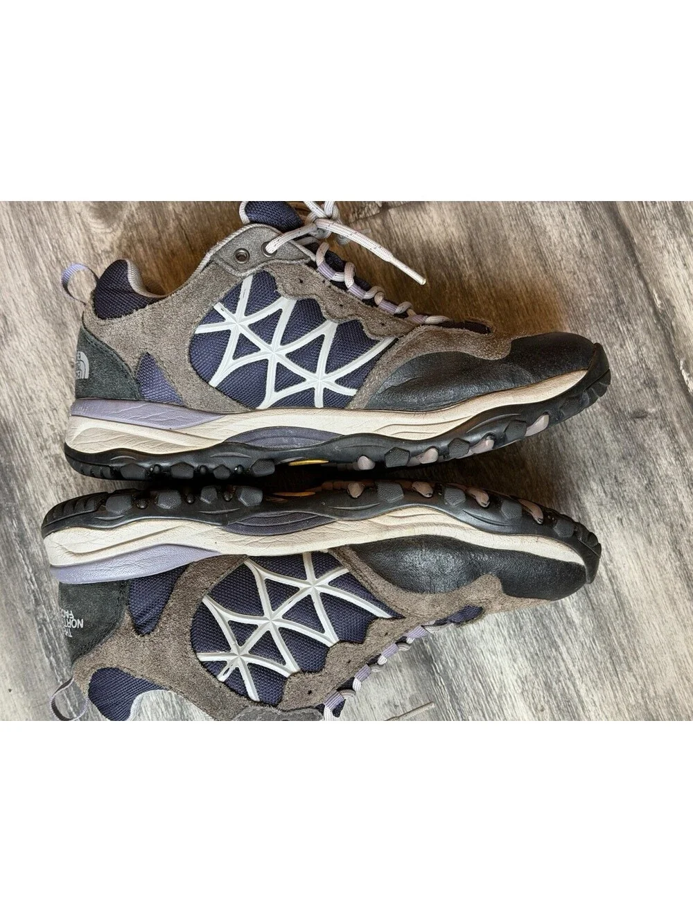 The North Face Suede & Mesh Hiking Shoes - Gray/Black/White - Vibram Sole 8.5